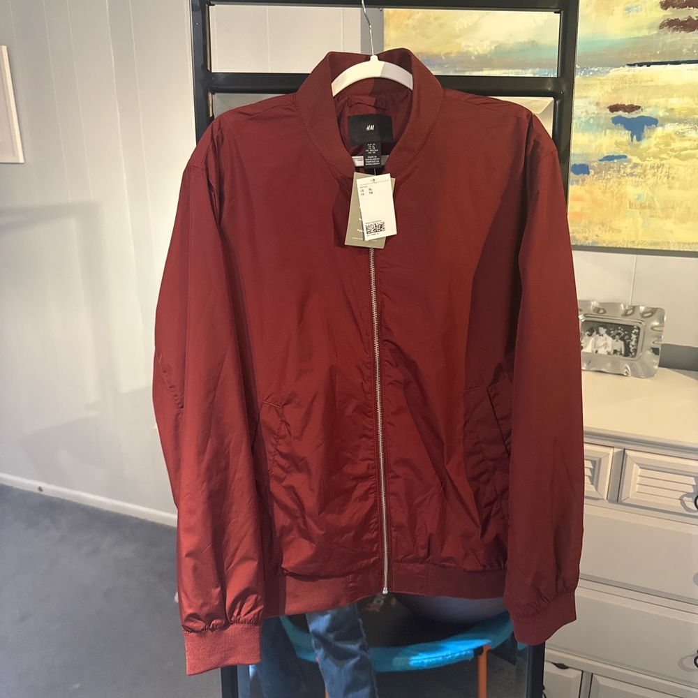 NWT H&M XL Men's Red Bomber Jacket